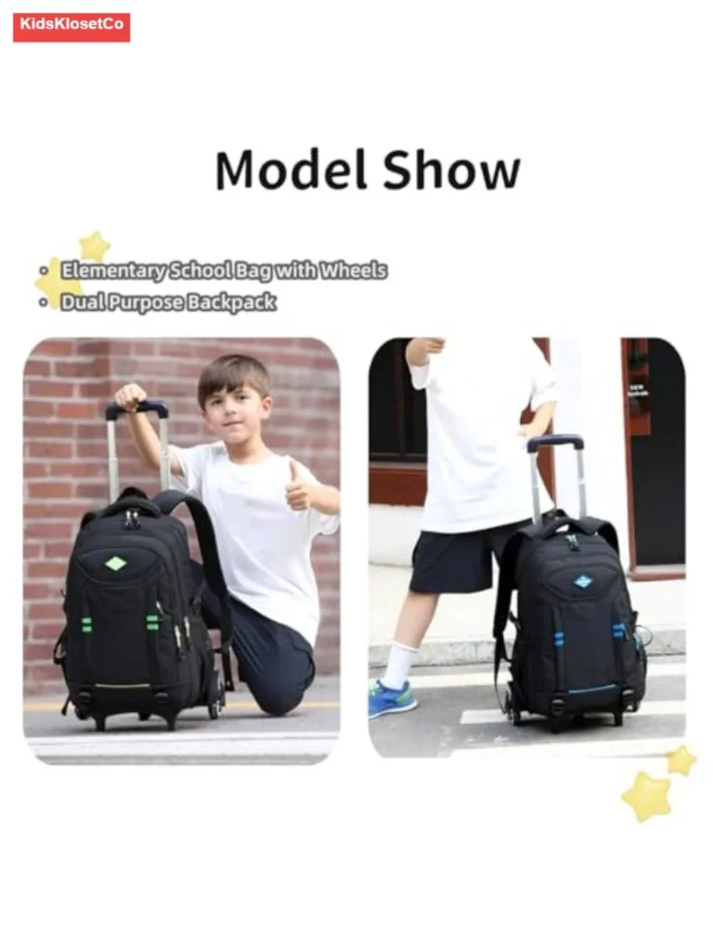 Rolling Backpack Boys Elementary School Travel Trolley with Wheels